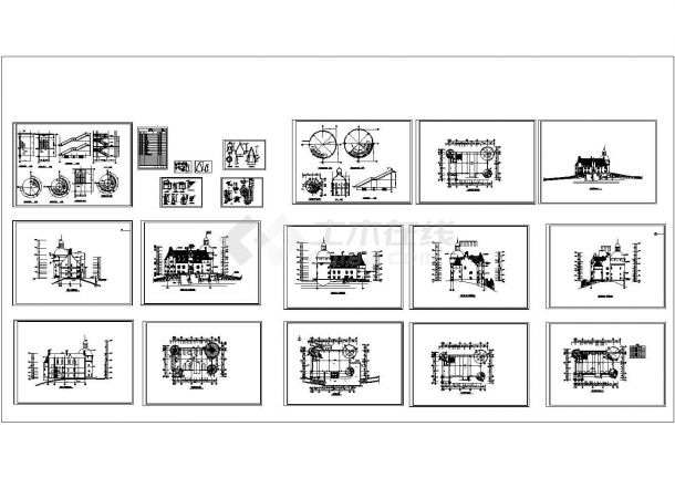 【苏州】三层法式古堡建筑设计CAD施工图-图一
