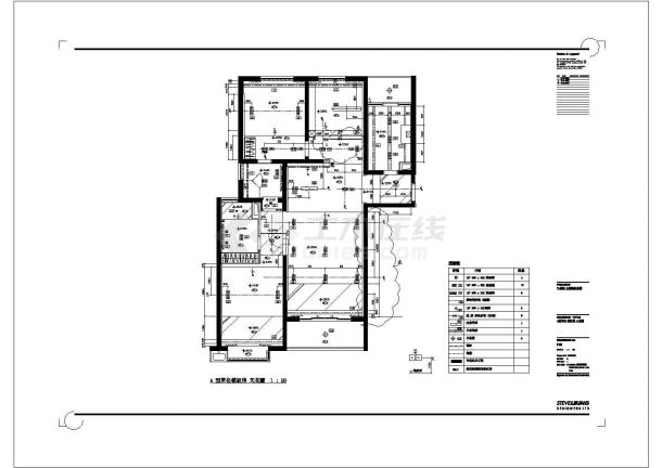 某高档住宅区A型样板房室内装修设计cad全套施工图（甲级院设计）-图一