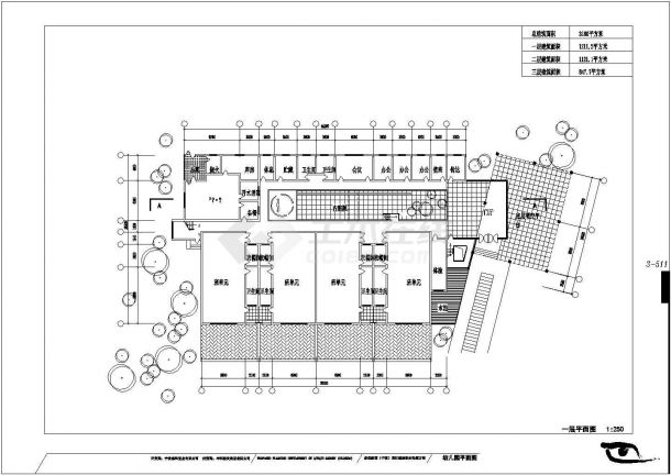 西安市凤城南路某幼儿园3层框架结构教学楼平立面设计CAD图纸-图二