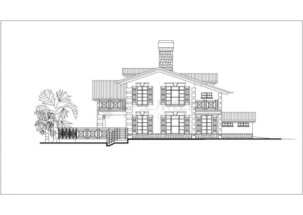 某商业区精装欧式别墅建筑全套设计方案CAD图纸-图二