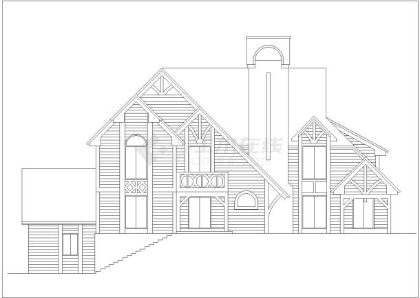 某经济开发区欧式别墅建筑设计方案CAD图纸-图二