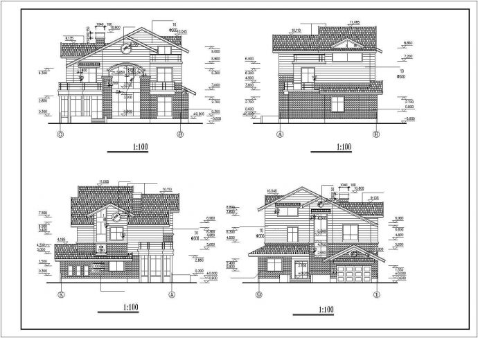 某市区豪华私人别墅建筑设计方案CAD图纸_图1