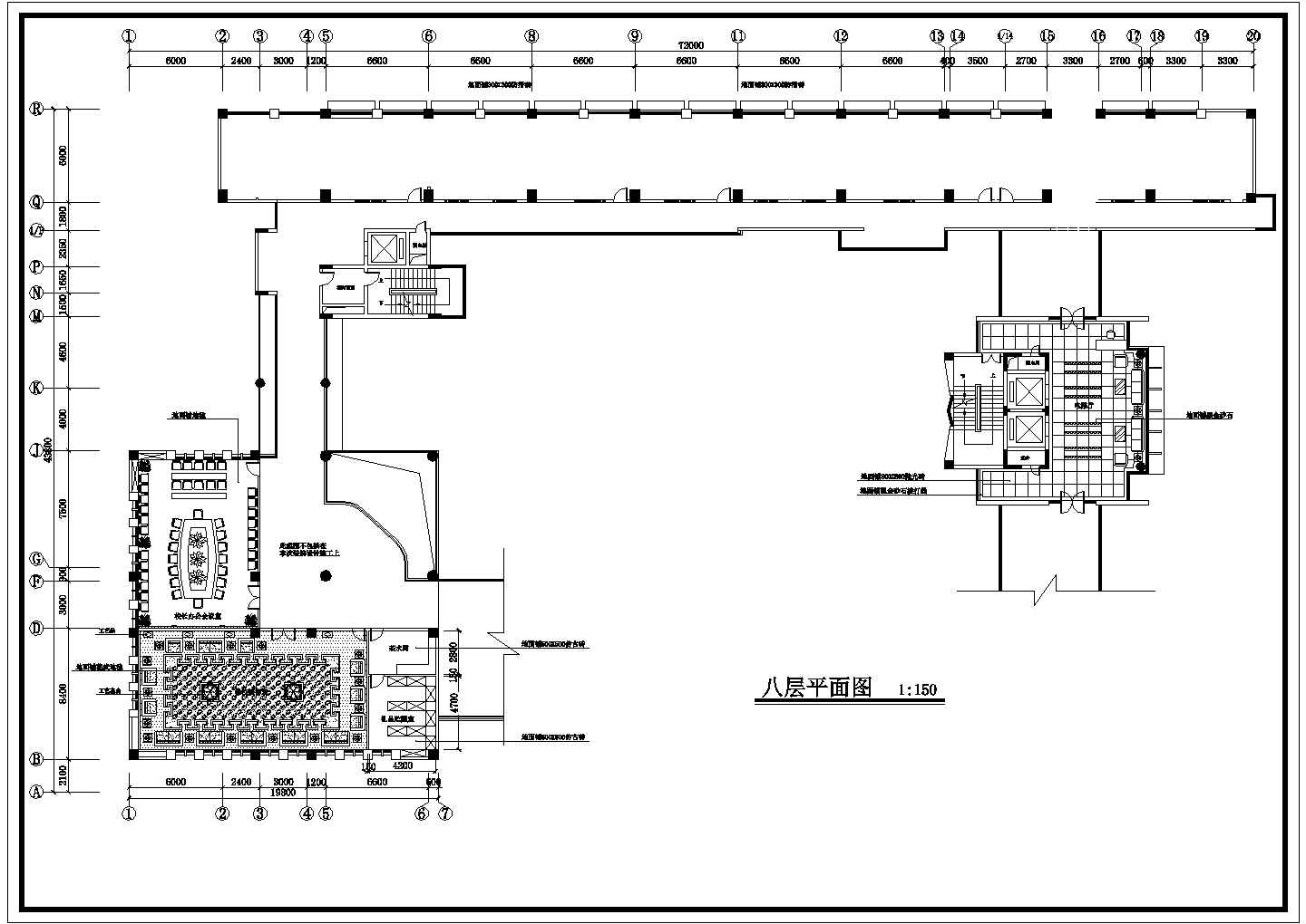 某地大学行政楼平面天花设计CAD图