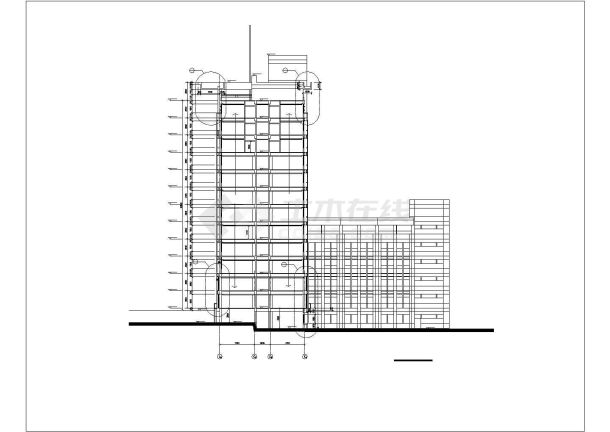 某大学大型综合楼建筑施工CAD图纸-图二