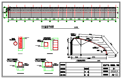 130米_13米日光温室设计cad施工图纸-图二
