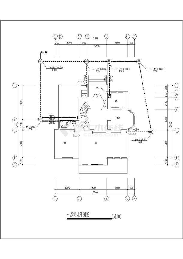 某小型别墅照明、通讯及给排水施工图-图二