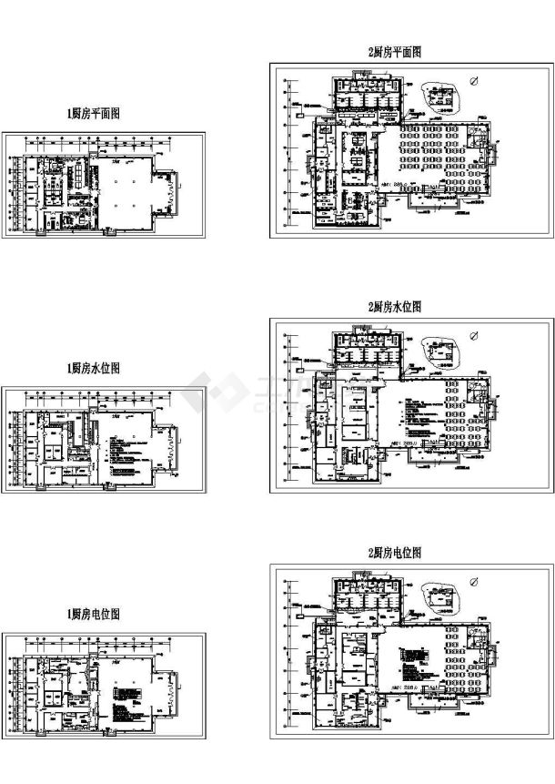 两套公共食堂厨房二次装修的厨具布置cad图-图一