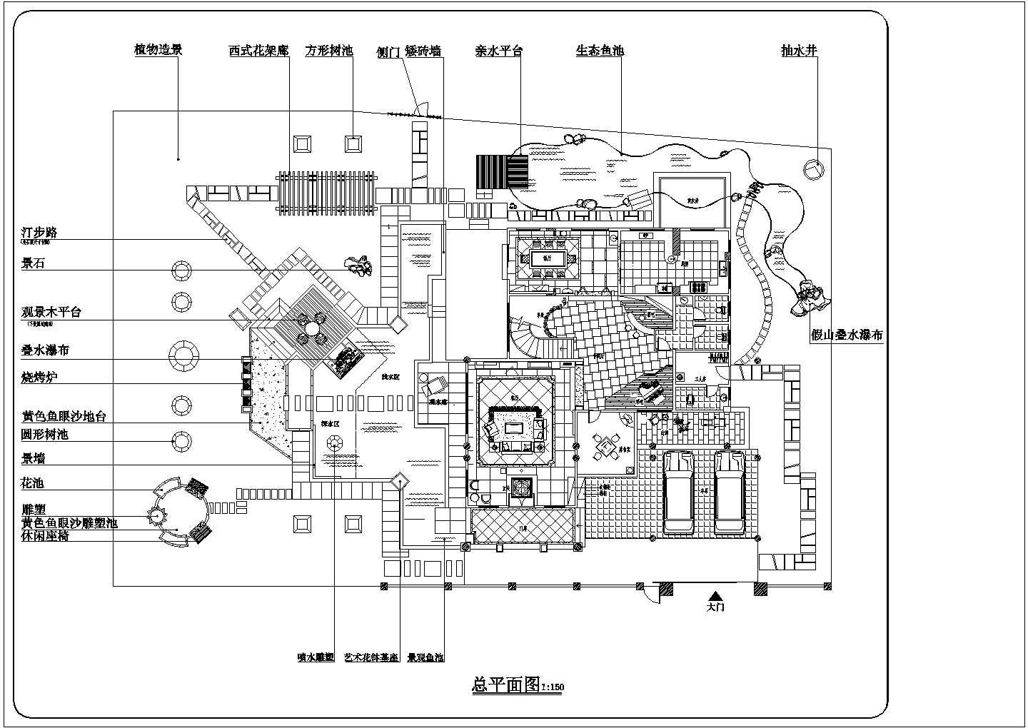 别墅景观施工CAD设计全套图纸