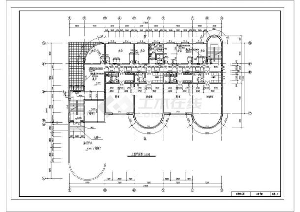 3层2252.5平米框混幼儿园毕业设计（工程量计算书（手算）76页（土建，消防，装饰，电气，消防部分），建筑、结构图）-图二