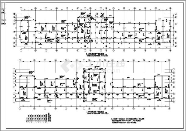 【5层】3294.6平米五层框架综合教学楼工程量计算及施工组织（含建筑结构图、平面图、进度图、网络图）-图二