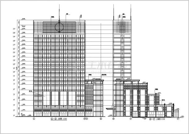 某高层剪力墙结构综合商业办公楼设计cad全套建筑施工图-图一