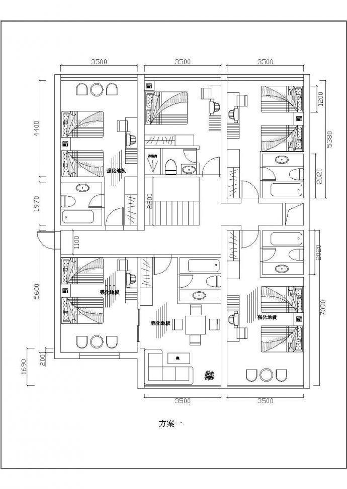 某标准住宅套房CAD设计大样方案图_图1