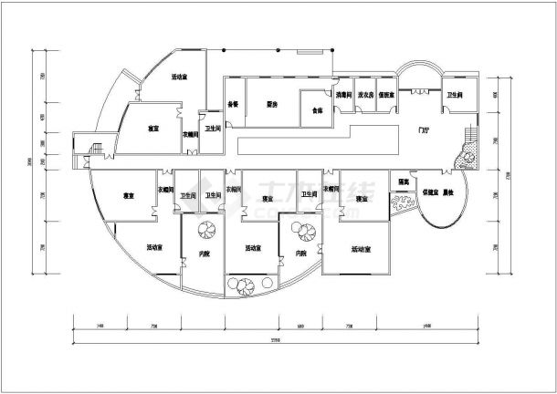 南通市丰世花园小区2层框架结构社区幼儿园平立面设计CAD图纸-图一