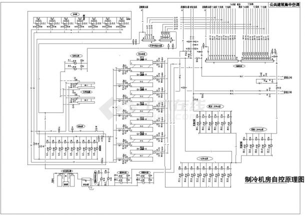 经典公共建筑集中空调制冷机房自控cad原理图-图一