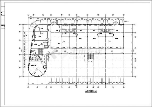 达州市某街道3170平米3层框混结构私立幼儿园平立面设计CAD图纸-图二