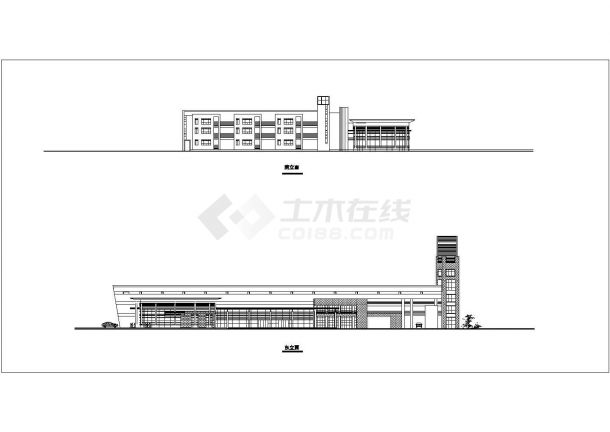 大连市某大学4870平米3层框架结构附属幼儿园平立面设计CAD图纸-图二