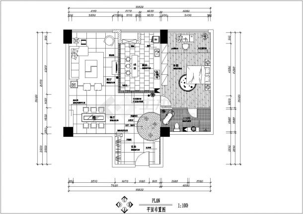 现代中式红色风格别墅装修施工设计cad图(含效果图)-图二