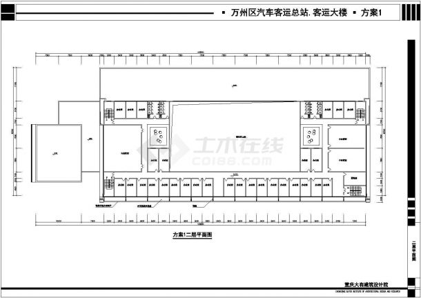 杭州某三层长途汽车客运站全套建筑施工设计cad图纸-图二