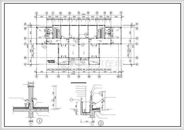 延安市某社区700平米三层砖混结构别墅住宅楼全套建筑设计CAD图纸-图二