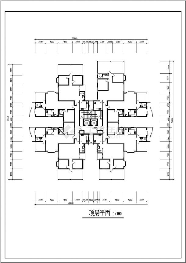 合肥市枫丽华苑小区26层剪力墙结构住宅楼平立面设计CAD图纸-图二