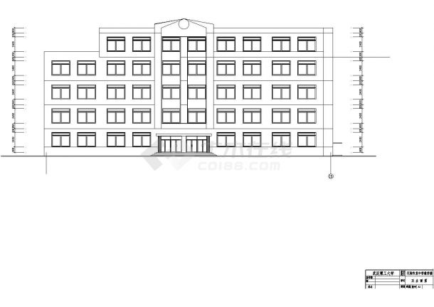 五层砖混结构中学教学楼建筑结构cad图，共四张-图二