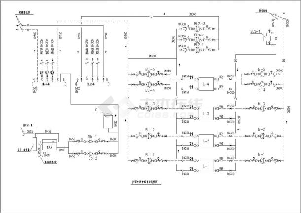 某工程设计cad空调冷源管路系统流程图-图一