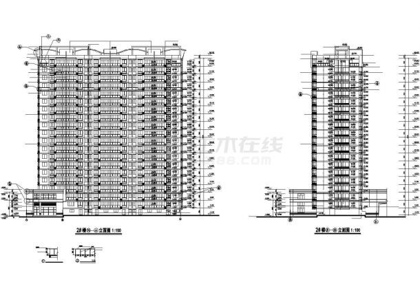 天津市津南区某18层框架结构公寓住宅楼平立面设计CAD图纸-图二