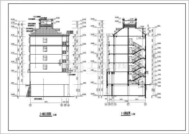 某六层砖混结构商住楼CAD全套施工设计-图一