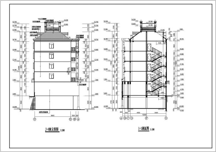 某六层砖混结构商住楼CAD全套施工设计_图1