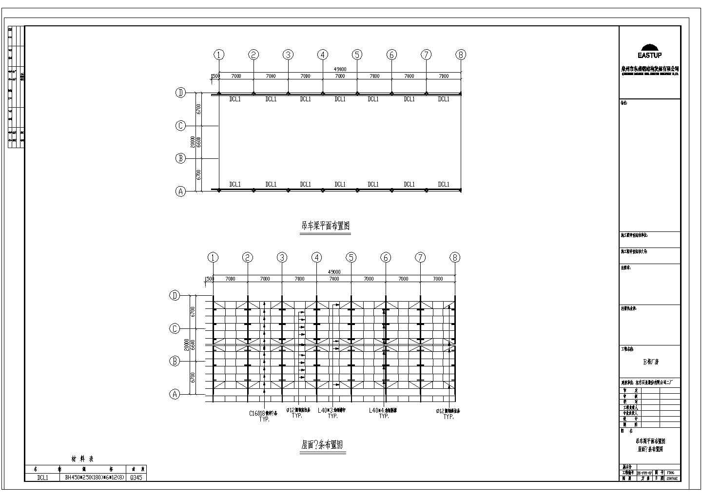 某钢材厂房工程CAD全套框架结构设计图纸