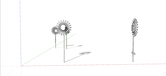 现代创意黑色铁架向日葵状艺术雕塑su模型_图1