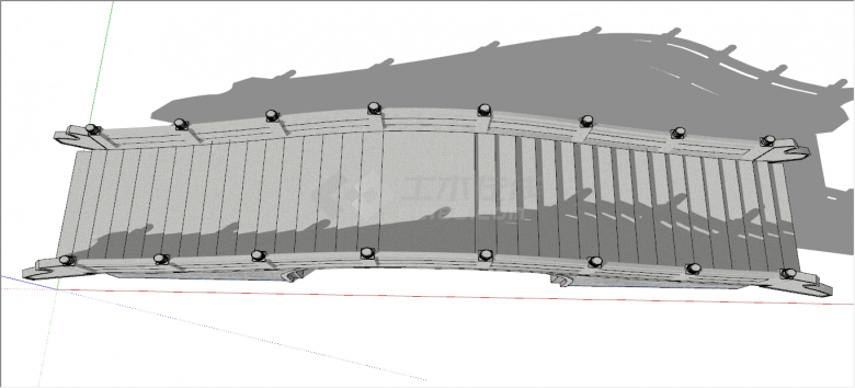 独特朴实中式廊桥su模型-图二