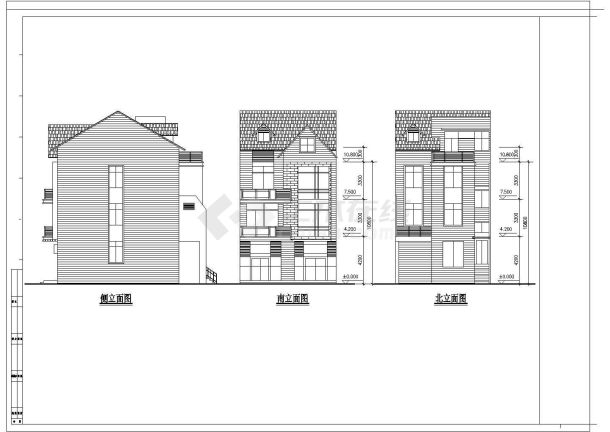 某现代欧式风格别墅建筑设计方案CAD图纸-图一