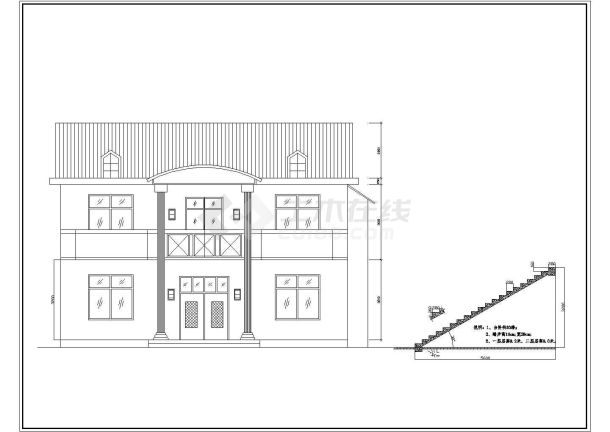 某中式多层农村小别墅设计施工方案CAD图-图二