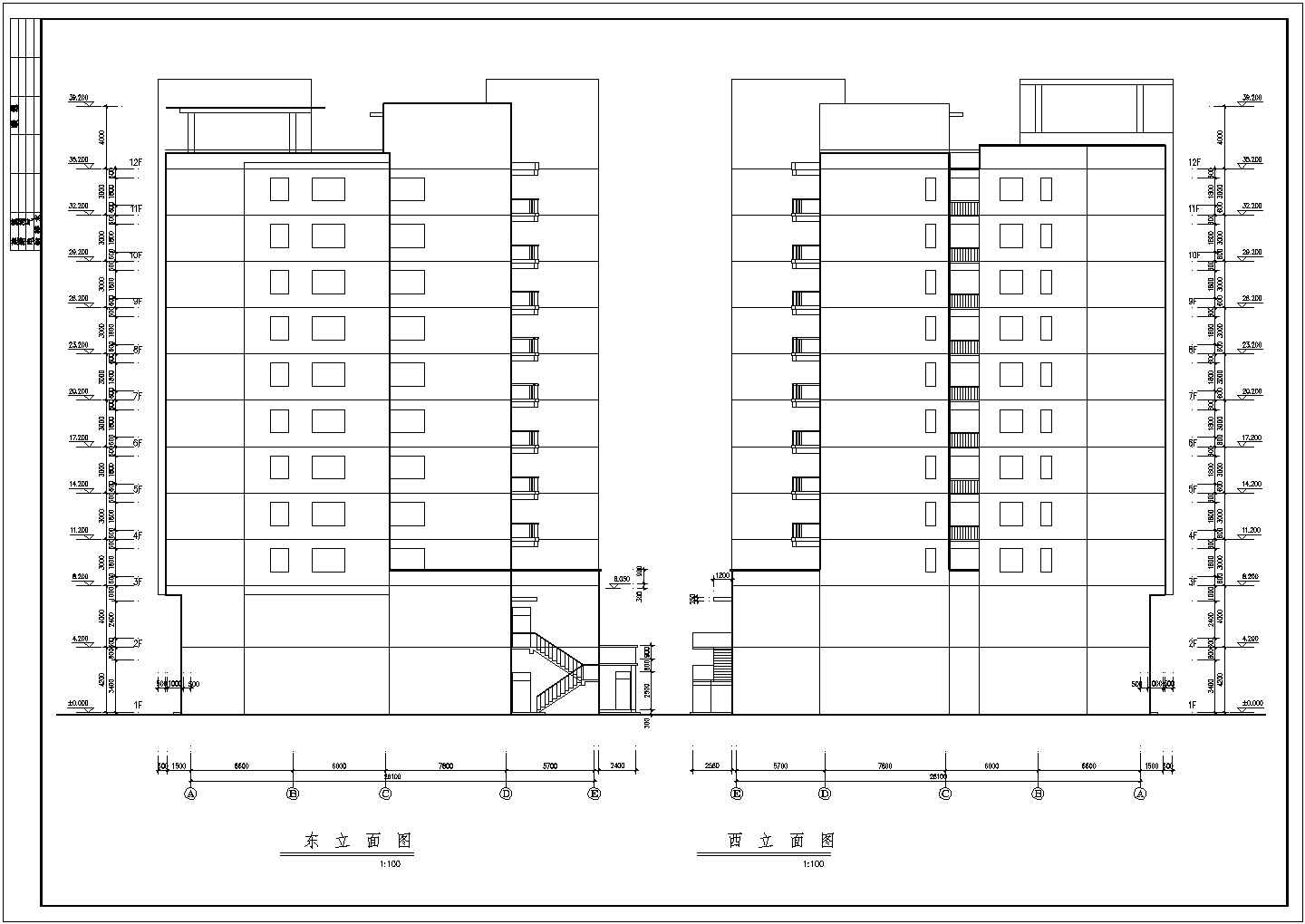 某板式小高层建筑CAD详细设计施工图纸