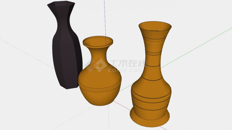 新中式彩色花瓶瓷器su模型-图二