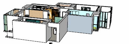 带落地窗带L型三室两厅 su模型-图二