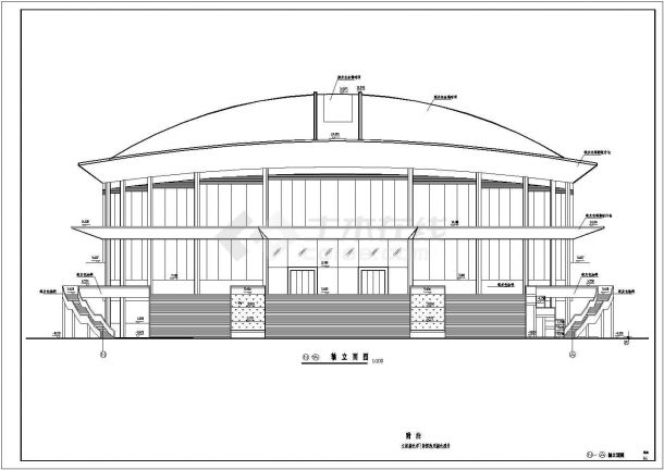 [广西]某三层框架结构体育馆建筑施工图-图二