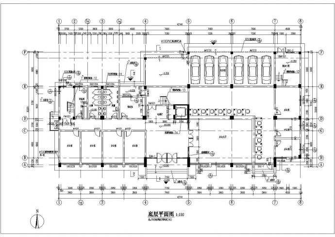 某六层框架结构办公楼设计cad全套建筑施工图纸（含设计说明）_图1