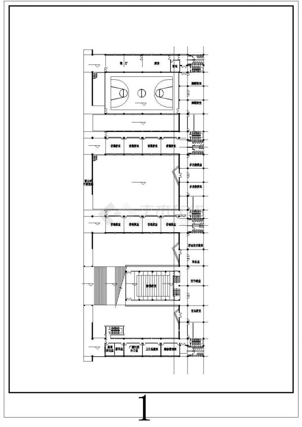 某市中心康平路小学建筑单体设计施工方案CAD图-图二