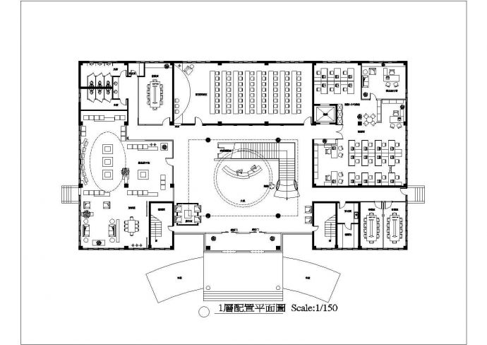 某二层商务办公楼装修规划设计cad平面施工图_图1