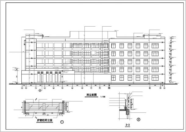 某市中心公立小学教学楼建筑设计方案CAD图-图一