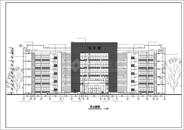 某市中心公立小学教学楼建筑设计方案CAD图-图二