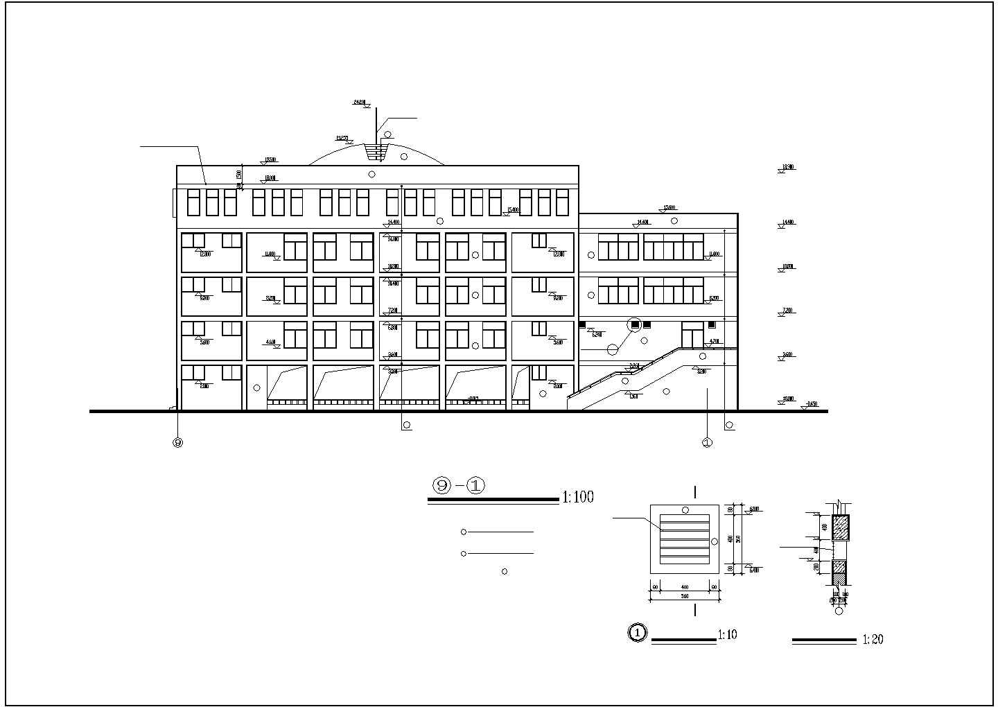 某小区公立小学多功能教学楼建筑设计方案CAD图纸