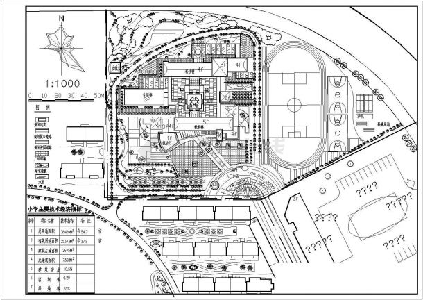 某小区公立小学建筑总体规划设计方案CAD图纸-图一