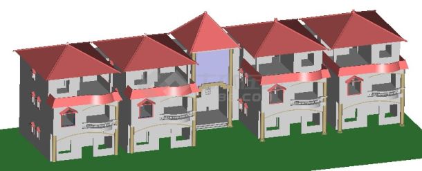 某三层框架结构兄弟型小农家住宅设计cad全套建施图（含效果图）-图二