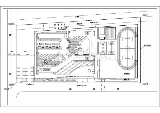 某市中心国际私立小学教学楼建筑总设计施工方案CAD图纸-图一