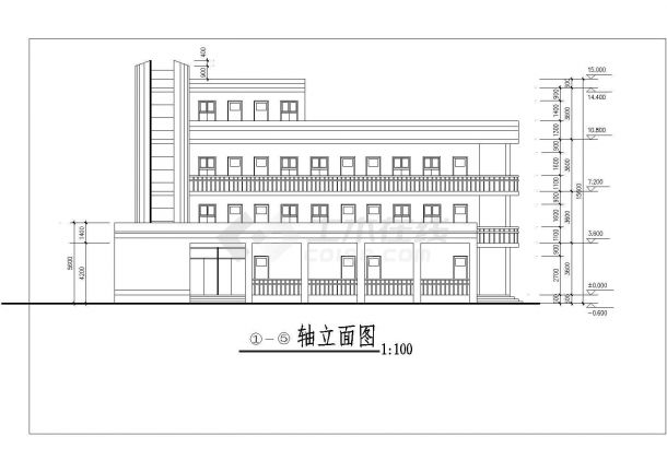 某国际私立小学教学楼建筑设计施工方案CAD图纸-图一