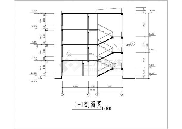 某国际私立小学教学楼建筑设计施工方案CAD图纸-图二