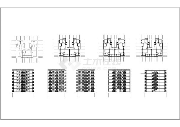 某铁路小区住宅建筑CAD设计平立面施工图-图一